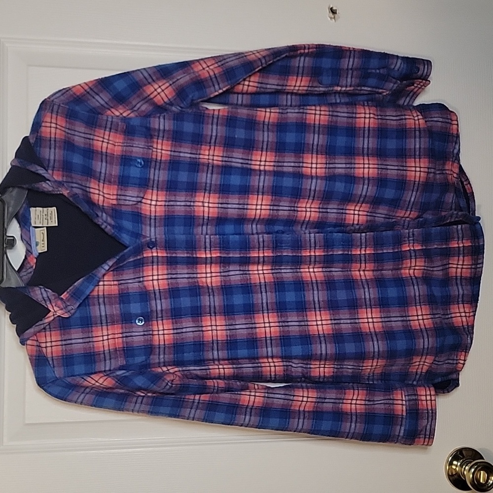 Blue and Pink Plaid Button Up Shirt